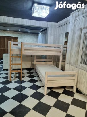 L alakú fenyő emeleteságy 90x200