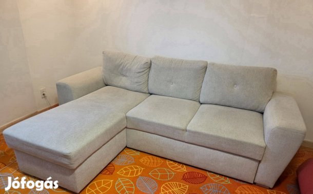 L alakú nagy kanapé, kihúzható, ágynemű tartós