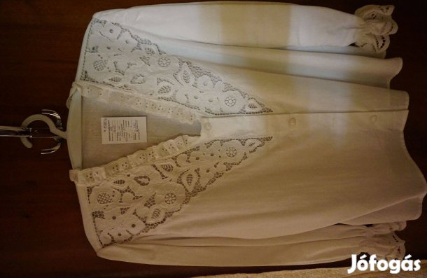 L-es fehér hevesi riselt és hímzett női ingblúz eladó