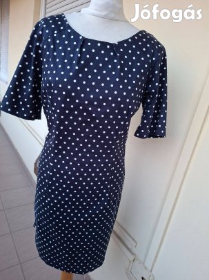 L-es kék,pöttyös elegáns női ruha