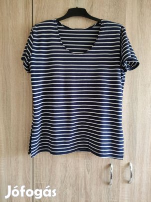 L-es női csíkos póló válltöméssel