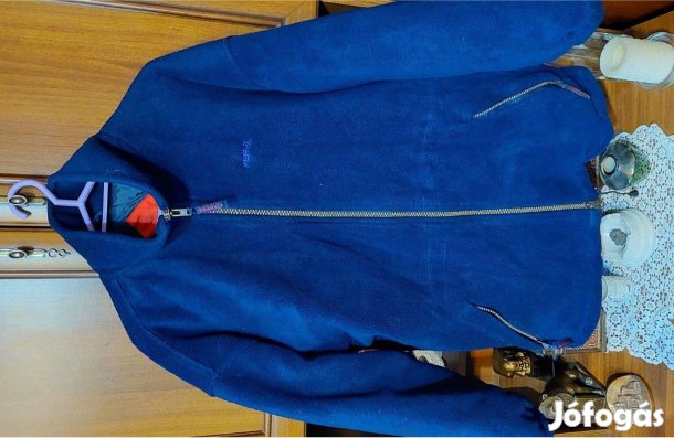 L-es thermovelúr, bélelt kék cipzáros férfi dzseki eladó