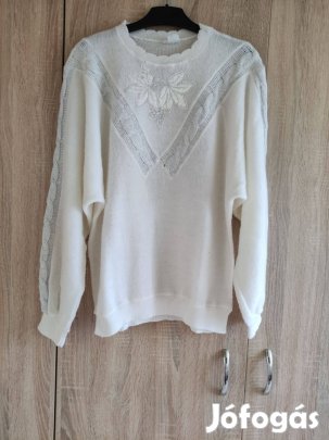 L-es új fehér női pulóver