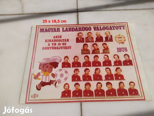 Labdarúgó VB 1978 eredeti tablókép dedikált. Futball foci labda Törőcs