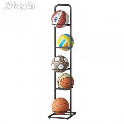 Labdatartó állvány, fekete, fém, LOBY