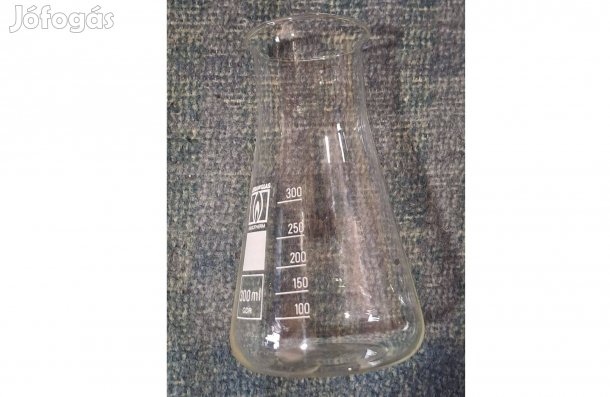 Laboratóriumi üveg kiőntő szűknyakú lombik lombiküveg Jenaer Glass