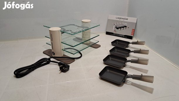 Lagrange üveglapos grill/ raclette sütő , 600 W, 4 személyes, új