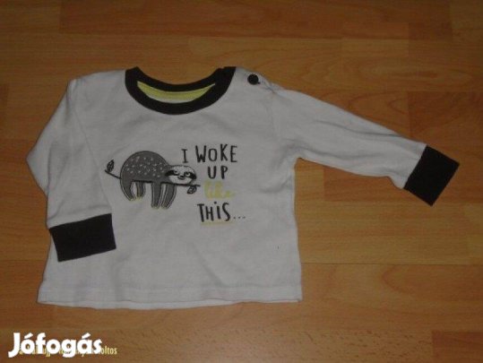 Lajhár mintás hosszú ujjú felső 3-6 hó (méret 68) fehér