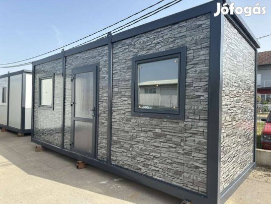 Lakókonténer kőutánzattal
