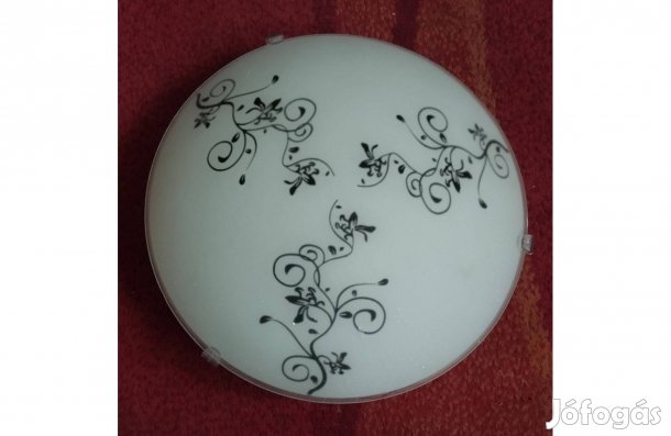 Lámpa, virágmintás tejüveg búrával