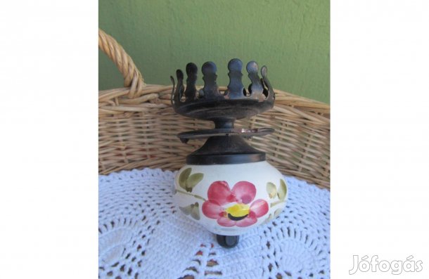 Lámpa alkatrész, kézzel festett majolikagombos foglalat