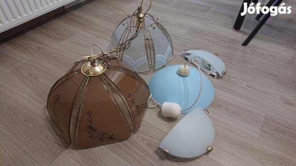 Lámpa szett eladó/ üveg bútás csillár és fali világítótest