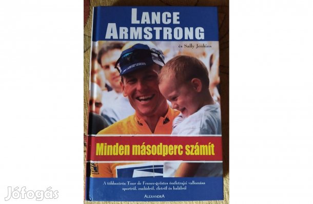 Lance Armstrong - Minden másodperc számít, újszerű könyv kerékpározás