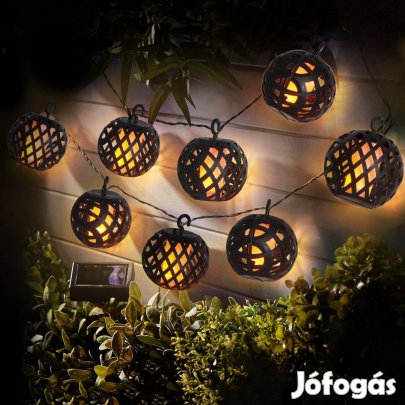 Lánghatású Felakasztható szolár fényfüzér - 8 gömb - 140 cm