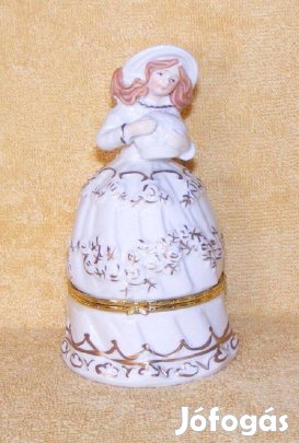 Lány, hölgy alakú porcelán szelence