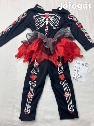 Lány csontváz jelmez, lány halloween jelmez 1-2 év AH350