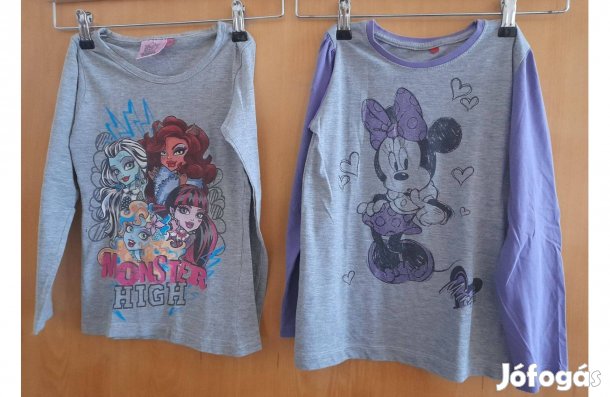 Lány hosszú ujjú póló, 128-as, Minnie egér, ruhacsomag, póló, pizsama