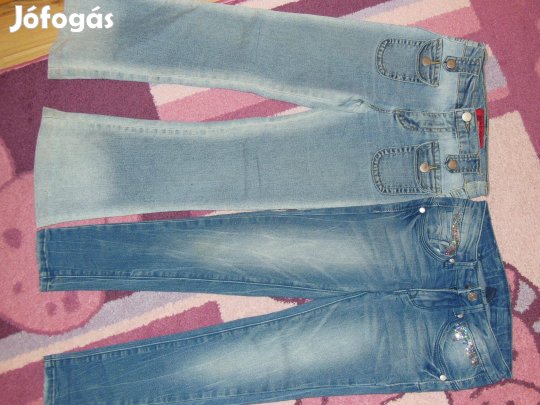 Lány ruha csomag 128. Hosszú farmer nadrág, tréning nadrág, pólók