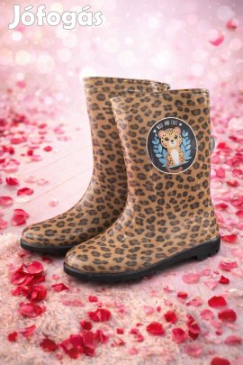 Lányka Lány gumicsizma leopárd mintás több méretben