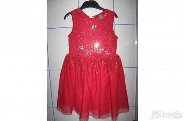 Lányka alkalmi flitteres piros ruha 116-os