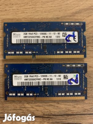 Laptop DDR3 1600 MHz-es 2x2 GB-os memória