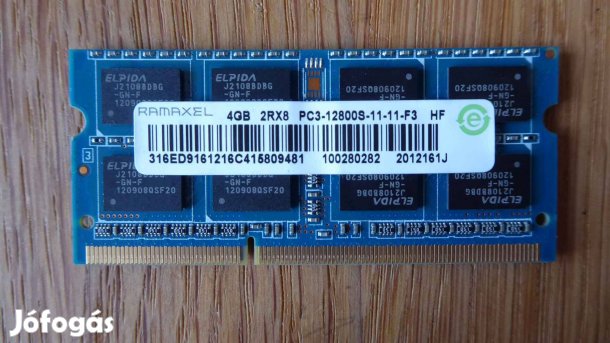 Laptop memória RAM DDR3 Elpida PC3-12800S (1.5V) 4GB