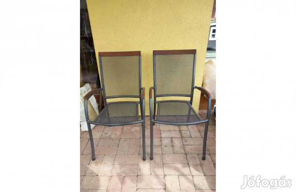 Larvik rakásolható szék, acél + fa (Jysk) - Új, 2 db