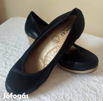 Lasocki Comfort Line fekete, bőr telitalpú komfort elegáns cipő