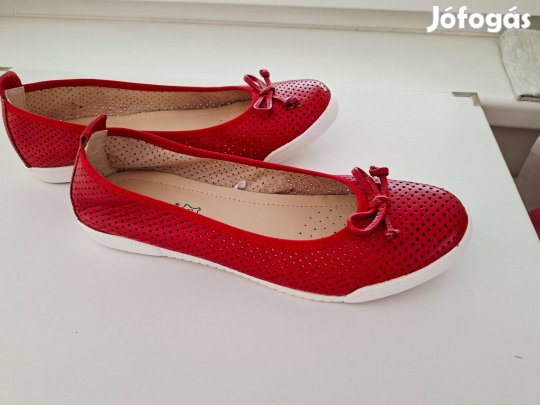 Lasocki, piros, valódi bőr 41-es balerina Vadonatúj !