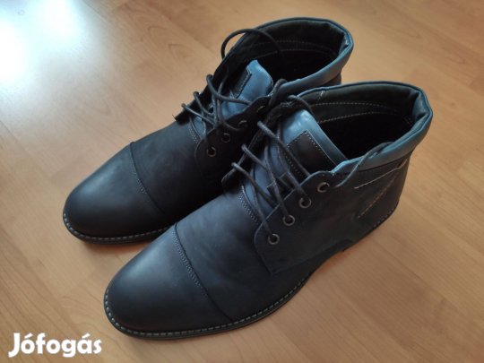 Lasocki sötétkék bőr bokacipő