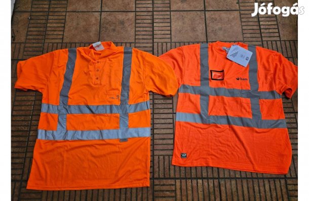Láthatósági fényvisszaverős munkás póló XL XXL 2db új
