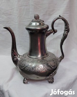 Látványosan díszes, elegáns ón tea kiöntő, kanna 1 kg