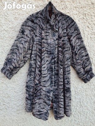 Le Charme Collection cirkás szürke/bordós női plus size műbunda. XL