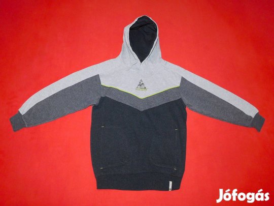 Le Coq szürke-fekete kapucnis pulóver, 134-140-es, 9-10 évesre