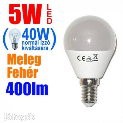 Ledes Izzó LED Égő Lámpa E14 - Melegfehér 5W 400lm (_)