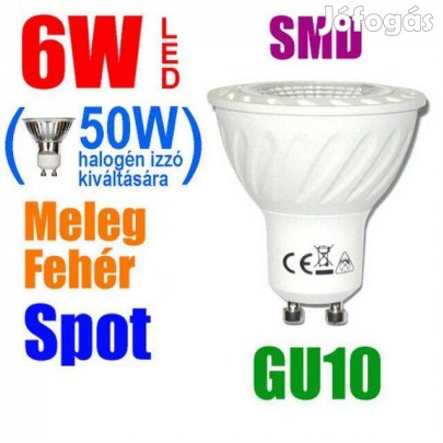 Ledes Izzó LED Égő Lámpa GU10 Melegfehér 6W SMD (_)