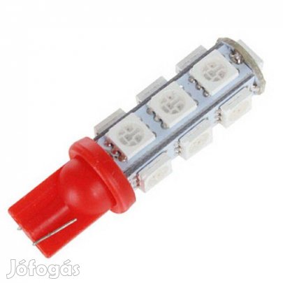 Ledes T10 Autó Izzó 13 SMD LED ( 5050 ) 12V Piros (_)