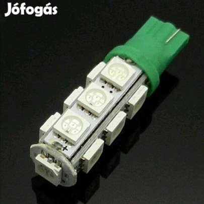 Ledes T10 Autó Izzó 13 SMD LED ( 5050 ) 12V Zöld (_)