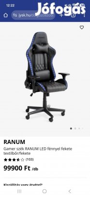 Legend Gamer szék Ranum Led fénnyel 