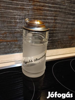 Legjobb barátnak fém fedeles sörös korsó