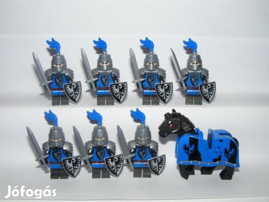 Lego Castle Lovag figurák Black Falcon katonák sereg 7db katona + ló