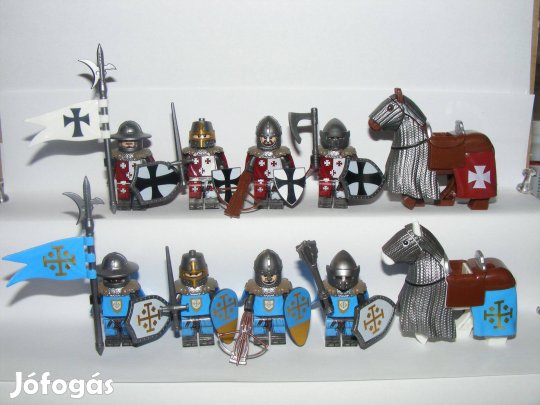 Lego Castle figurák Keresztes Tripoli + Jerusalem Lovag katonák 8+2 ló