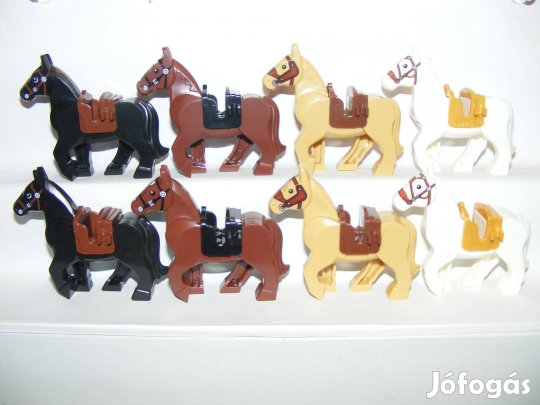 Lego Castle figurák állatok Ló lovak állat barna fehér fekete 8db Új