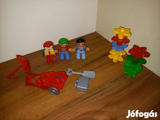 Lego Duplo kocka figura bábú talicska virág játék építő