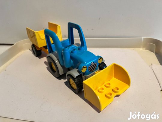 Lego Duplo tolólapátos traktor utánfutóval, kék