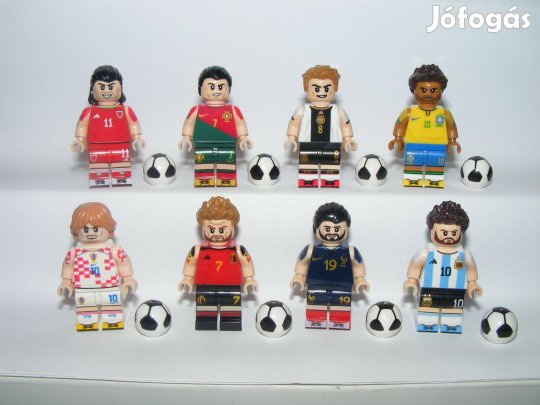 Lego Focista figurák Futball foci Messi Modric Ronaldo Neymar Bale Kro