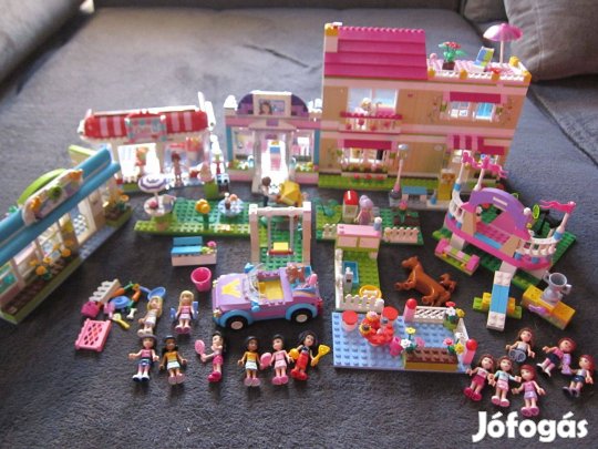 Lego Friends Figurák és ragasztott házak üzletek mindenféle