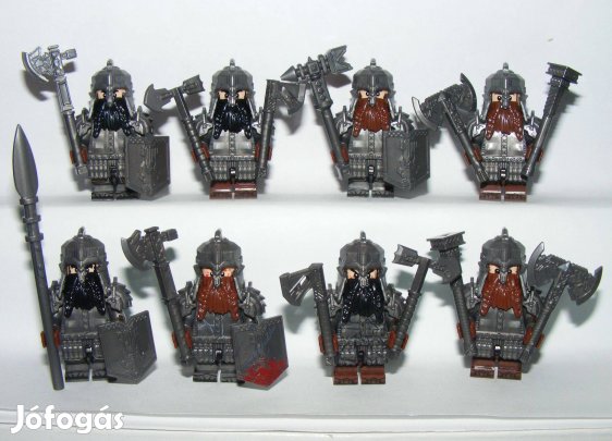 Lego Gyűrűk Ura Hobbit Móriai Törp Törpe katonák 8db Páncélos figurák