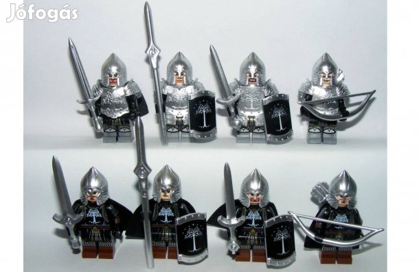 Lego Gyűrűk Ura Hobbit figurák Gondor katonák Ezüst Króm katona 8db Új