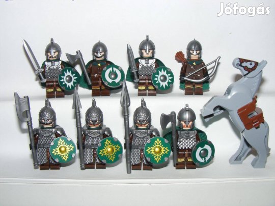 Lego Gyűrűk Ura Hobbit figurák Rohani katonák katona figura + ló 9db Ú